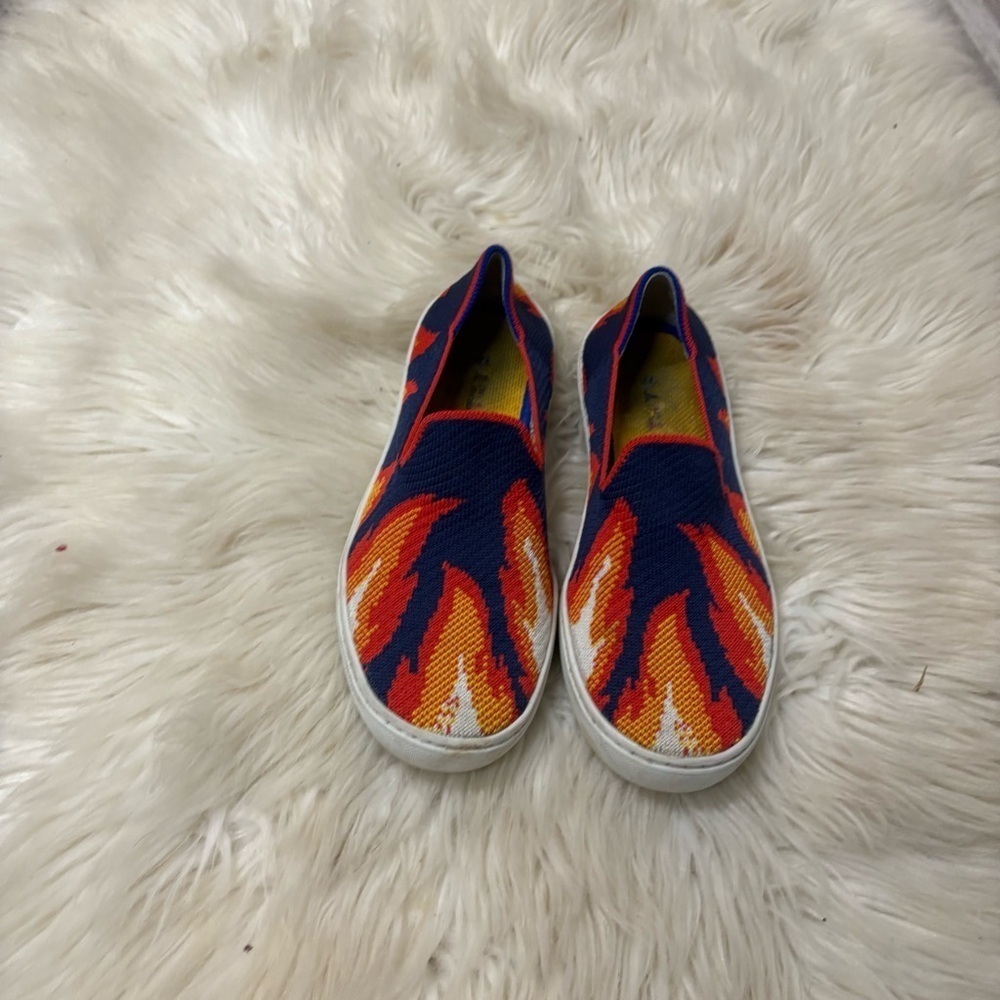 Rothy’s Navy Flame Colorful Kids Slip-On Shoes sz 3 - Picture 4 of 6